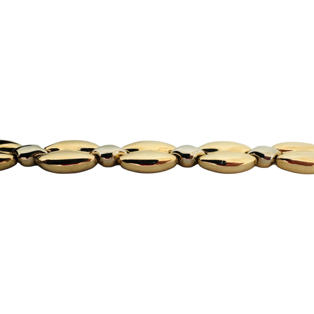 14k Yellow and White Gold 16.5g Polished Fancy Link Bracelet Italy 7.25"