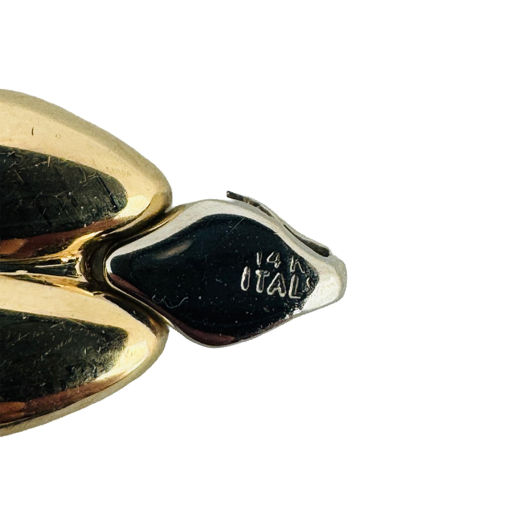 14k Yellow and White Gold 16.5g Polished Fancy Link Bracelet Italy 7.25"