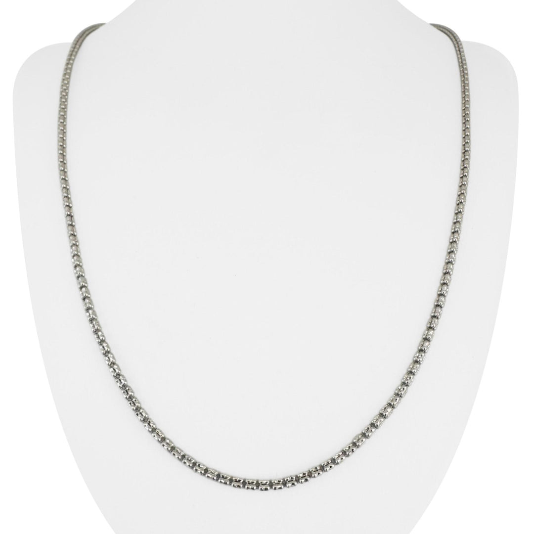 14k White Gold 13g Sparkling 2.5mm Ice Barrel Link Necklace 24"