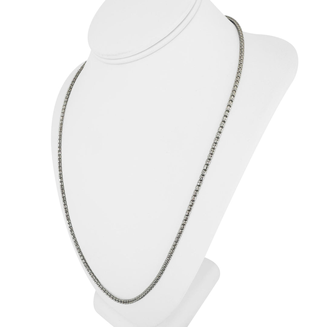 14k White Gold 13g Sparkling 2.5mm Ice Barrel Link Necklace 24"