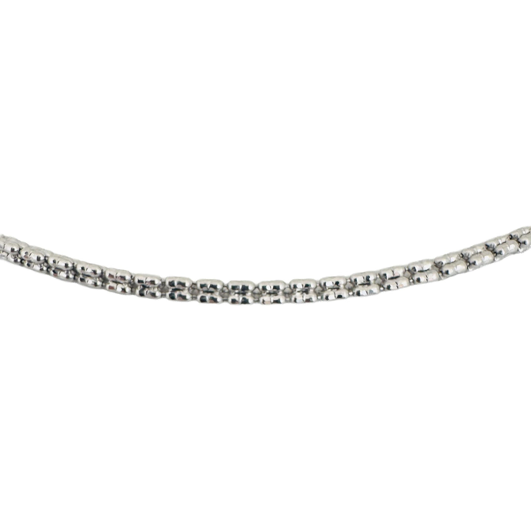 14k White Gold 13g Sparkling 2.5mm Ice Barrel Link Necklace 24"