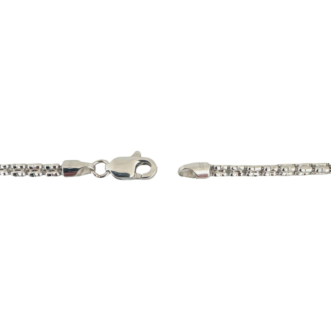 14k White Gold 13g Sparkling 2.5mm Ice Barrel Link Necklace 24"