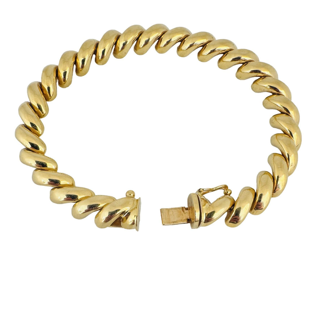18k Yellow Gold 14.8g Ladies Polished 8mm San Marco Link Bracelet 7.25"