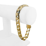 14k Yellow Gold 48g Polished Men's 10mm Squared Curb Link Bracelet 8.25"