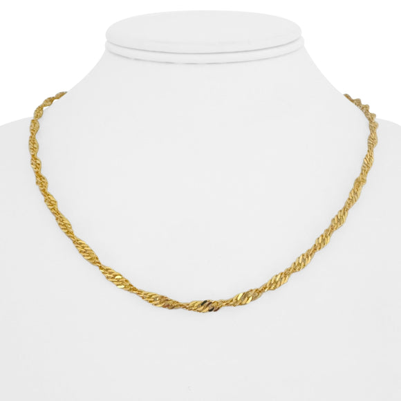 24k Pure Yellow Gold 13g Solid Twisted Curb Link Chain Necklace 18