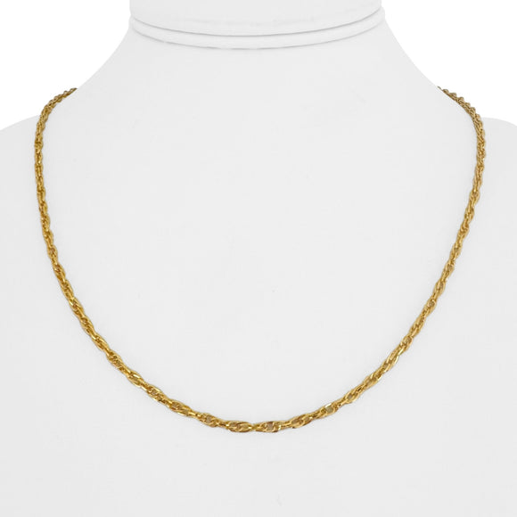 24k Pure Yellow Gold 10.2g Solid 2mm Fancy Interlocking Chain Necklace 19