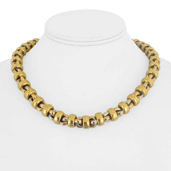 Chimento 18k Yellow White and Rose Gold 77.5g Fancy Link Necklace Italy 17