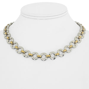 Chiampesan 18k White and Yellow Gold 42.6g Heavy Fancy Link Necklace Italy 16"