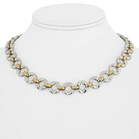 Chiampesan 18k White and Yellow Gold 42.6g Heavy Fancy Link Necklace Italy 16