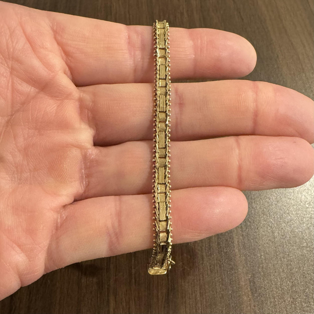 14k Yellow Gold 13.2g Imperial Gold 5.5mm Mirror Bar Link Bracelet 7"