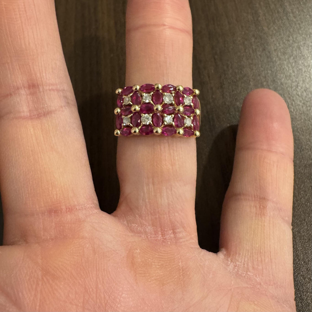 14k Yellow Gold 2.2cttw Ruby and 0.40cttw Diamond Band Ring Size 10