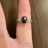 LeVian 14k Rose Gold 1ct Oval Cut Rhodolite and Diamond Ring Size 6.75