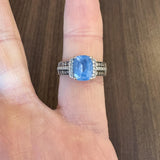 LeVian 14k White Gold Sky Blue Topaz and Diamond Ring Size 7.5