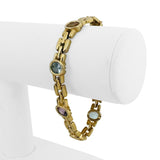14k Yellow Gold 19g Bezel Set Multi Gemstone Panther Link Bracelet 7"