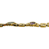 14k Yellow Gold 19g Bezel Set Multi Gemstone Panther Link Bracelet 7"