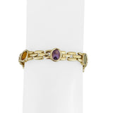 14k Yellow Gold 19g Bezel Set Multi Gemstone Panther Link Bracelet 7"