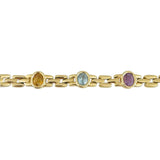 14k Yellow Gold 19g Bezel Set Multi Gemstone Panther Link Bracelet 7"