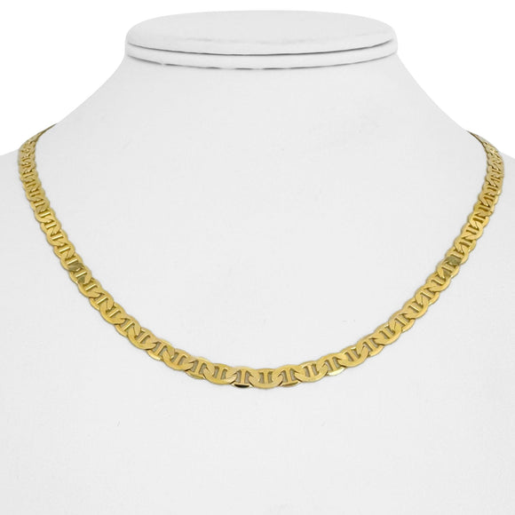 14k Yellow Gold 12.2g Solid Flat 4.5mm Mariner Link Chain Necklace Italy 18