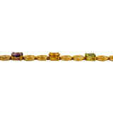 10k Yellow Gold 3.7g Light Ladies Multi Gemstone Link Bracelet 7.25"