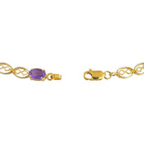 10k Yellow Gold 3.7g Light Ladies Multi Gemstone Link Bracelet 7.25"