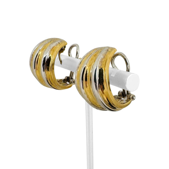 Mayor's 18k Yellow and White Gold 19g Two Tone Fancy Huggie Earrings