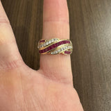14k Yellow Gold 0.52cttw Ruby and 0.20cttw Diamond Band Ring Size 8