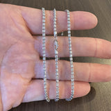 14k White Gold 13g Sparkling 2.5mm Ice Barrel Link Necklace 24"