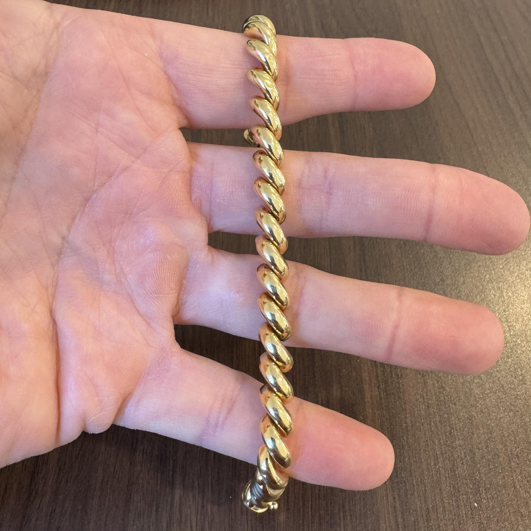 18k Yellow Gold 14.8g Ladies Polished 8mm San Marco Link Bracelet 7.25"