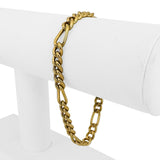 18k Yellow Gold 10.8g Hollow Thick 6mm Figaro Link Bracelet Italy 7.75"