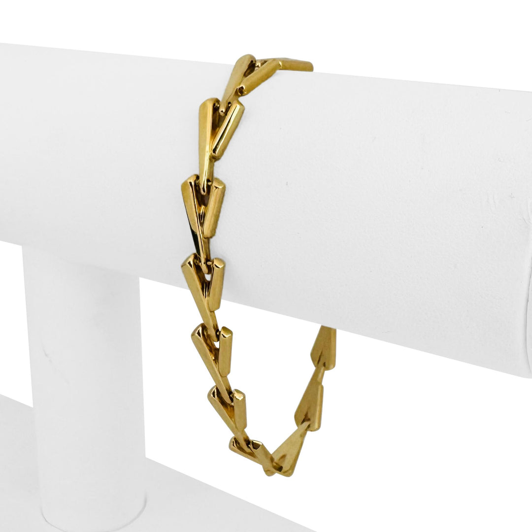 18k Yellow Gold 10.5g Ladies Polished 7.5mm Fancy V Link Bracelet 7.25"