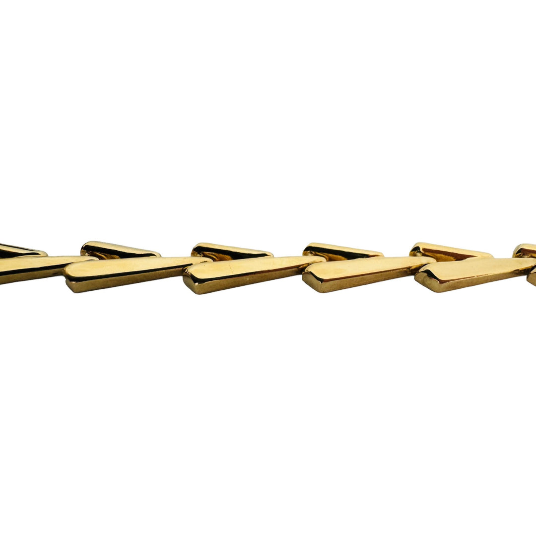 18k Yellow Gold 10.5g Ladies Polished 7.5mm Fancy V Link Bracelet 7.25"
