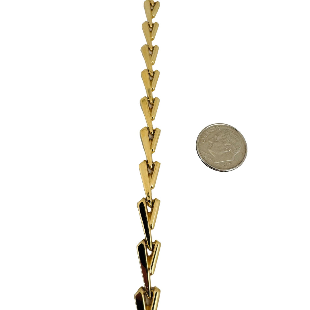 18k Yellow Gold 10.5g Ladies Polished 7.5mm Fancy V Link Bracelet 7.25"