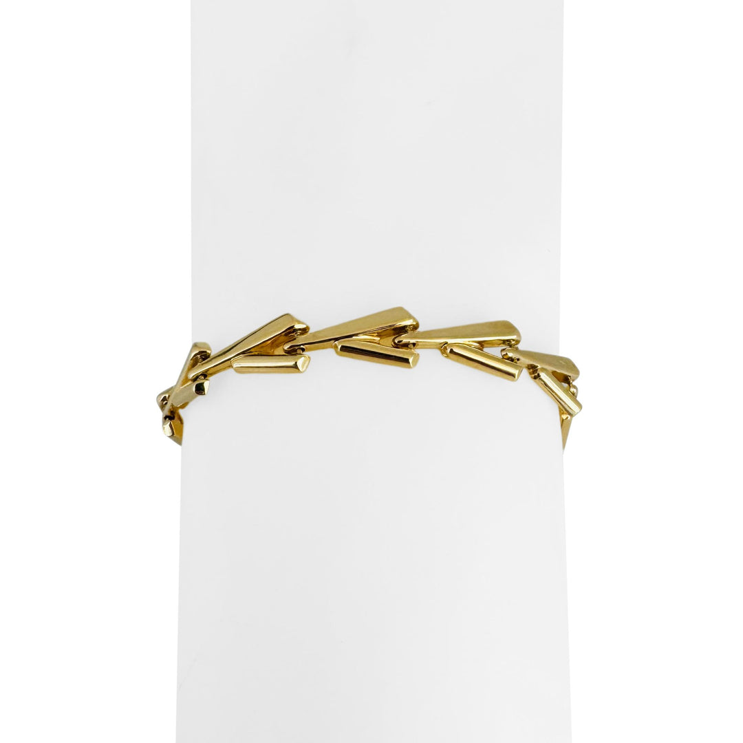 18k Yellow Gold 10.5g Ladies Polished 7.5mm Fancy V Link Bracelet 7.25"