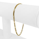 18k Yellow Gold 4.3g Hollow Thin 2.8mm Figaro Link Bracelet Italy 7.5"