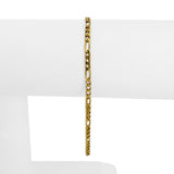 18k Yellow Gold 4.3g Hollow Thin 2.8mm Figaro Link Bracelet Italy 7.5"