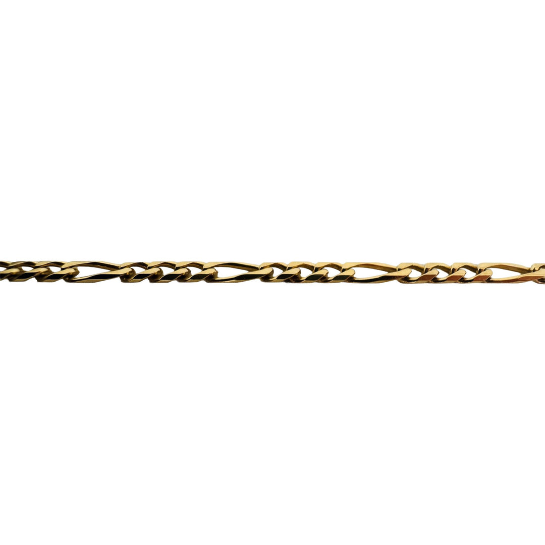 18k Yellow Gold 4.3g Hollow Thin 2.8mm Figaro Link Bracelet Italy 7.5"