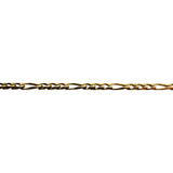 18k Yellow Gold 4.3g Hollow Thin 2.8mm Figaro Link Bracelet Italy 7.5"