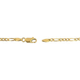 18k Yellow Gold 4.3g Hollow Thin 2.8mm Figaro Link Bracelet Italy 7.5"