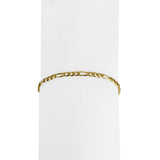 18k Yellow Gold 4.3g Hollow Thin 2.8mm Figaro Link Bracelet Italy 7.5"