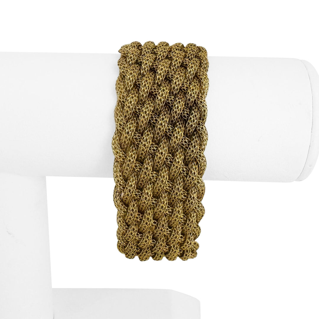 14k Yellow Gold 35g Heavy Vintage Soft Braided Mesh Link Bracelet Italy 7.25"