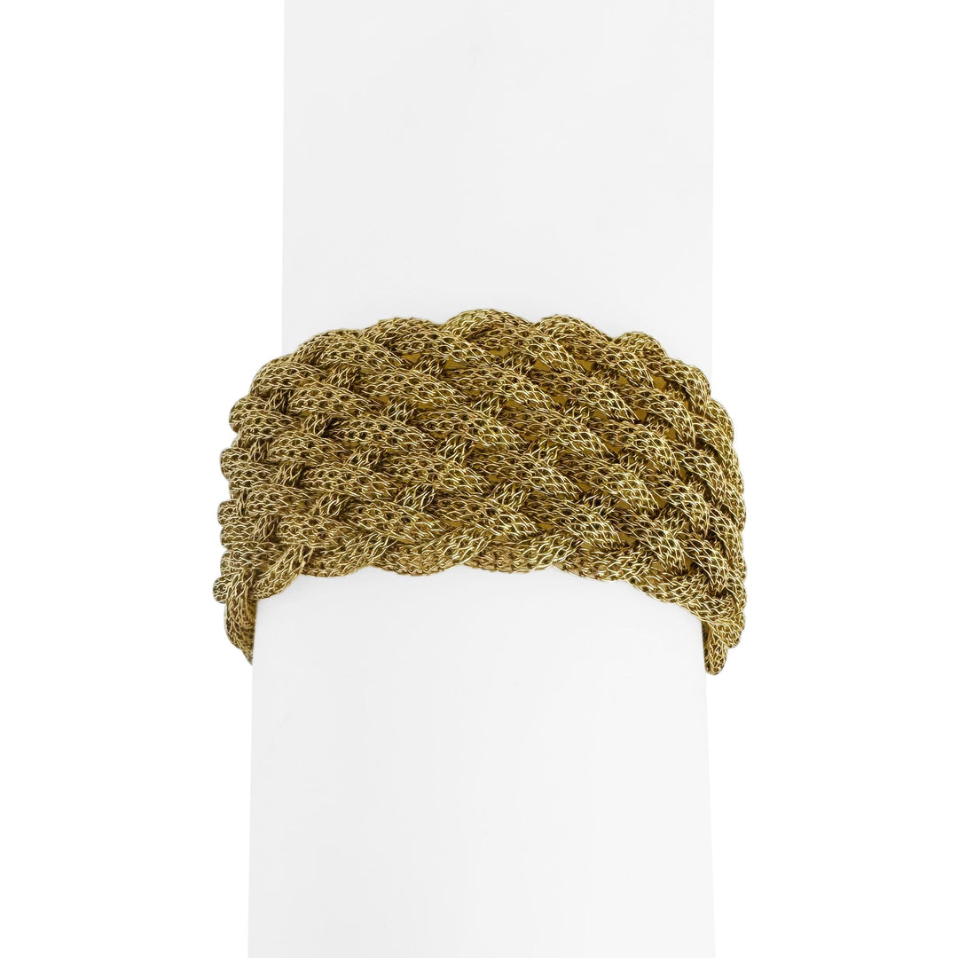 14k Yellow Gold 35g Heavy Vintage Soft Braided Mesh Link Bracelet Italy 7.25"