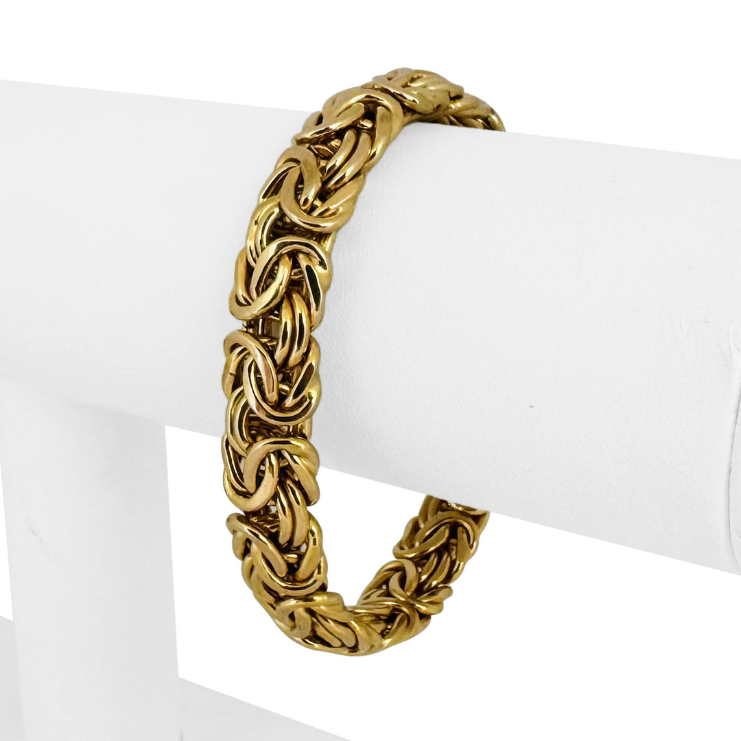 14k Yellow Gold 24g Heavy Thick 11mm Byzantine Link Bracelet Italy 7.25"