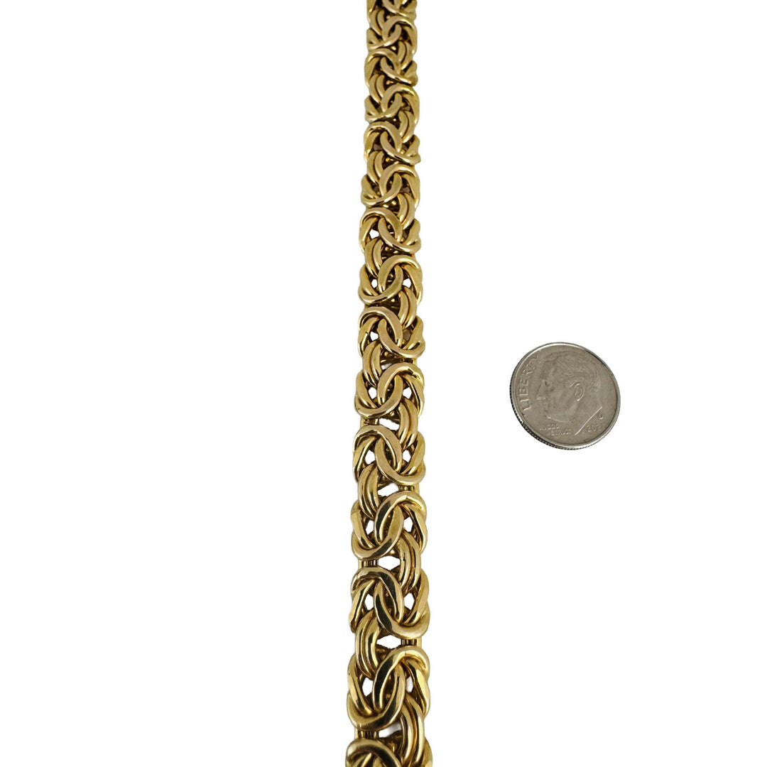 14k Yellow Gold 24g Heavy Thick 11mm Byzantine Link Bracelet Italy 7.25"