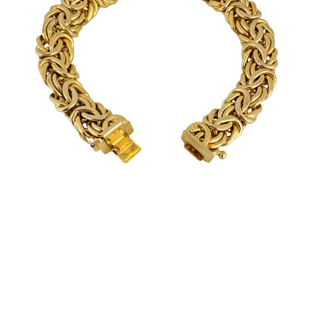 14k Yellow Gold 24g Heavy Thick 11mm Byzantine Link Bracelet Italy 7.25"