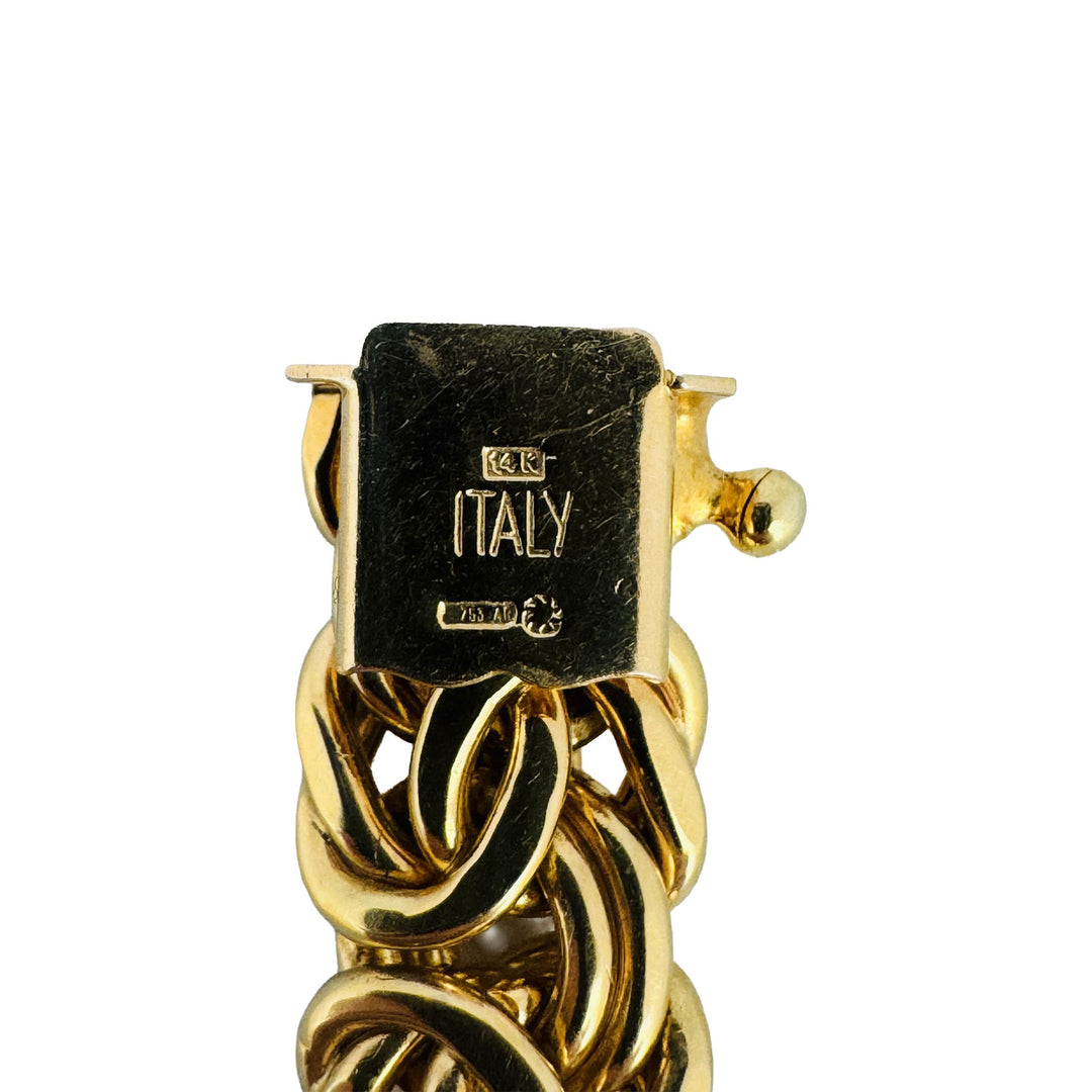 14k Yellow Gold 24g Heavy Thick 11mm Byzantine Link Bracelet Italy 7.25"