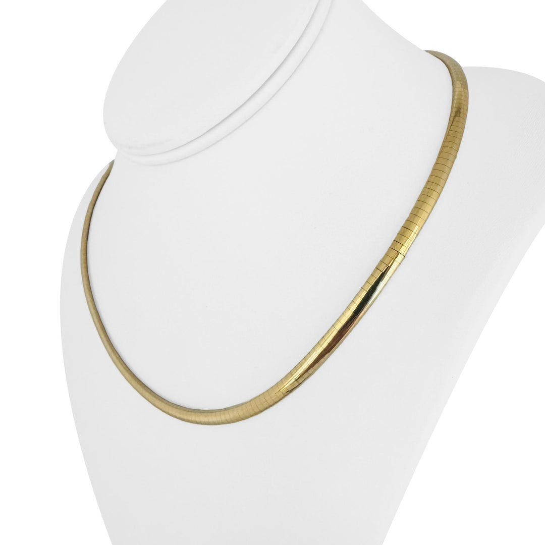 14k Yellow Gold 28.9g Solid Heavy 4mm Omega Link Necklace Italy 18"