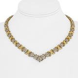 14k Yellow Gold and 12cttw Diamond Vintage X Link Drop Necklace 16"