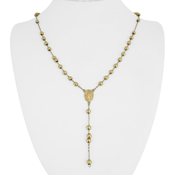 18k Yellow Gold 14g Rosary Bead Necklace 24