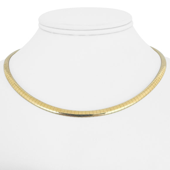 14k Yellow Gold 27.7g Solid Ladies 4mm Omega Link Necklace Italy 16