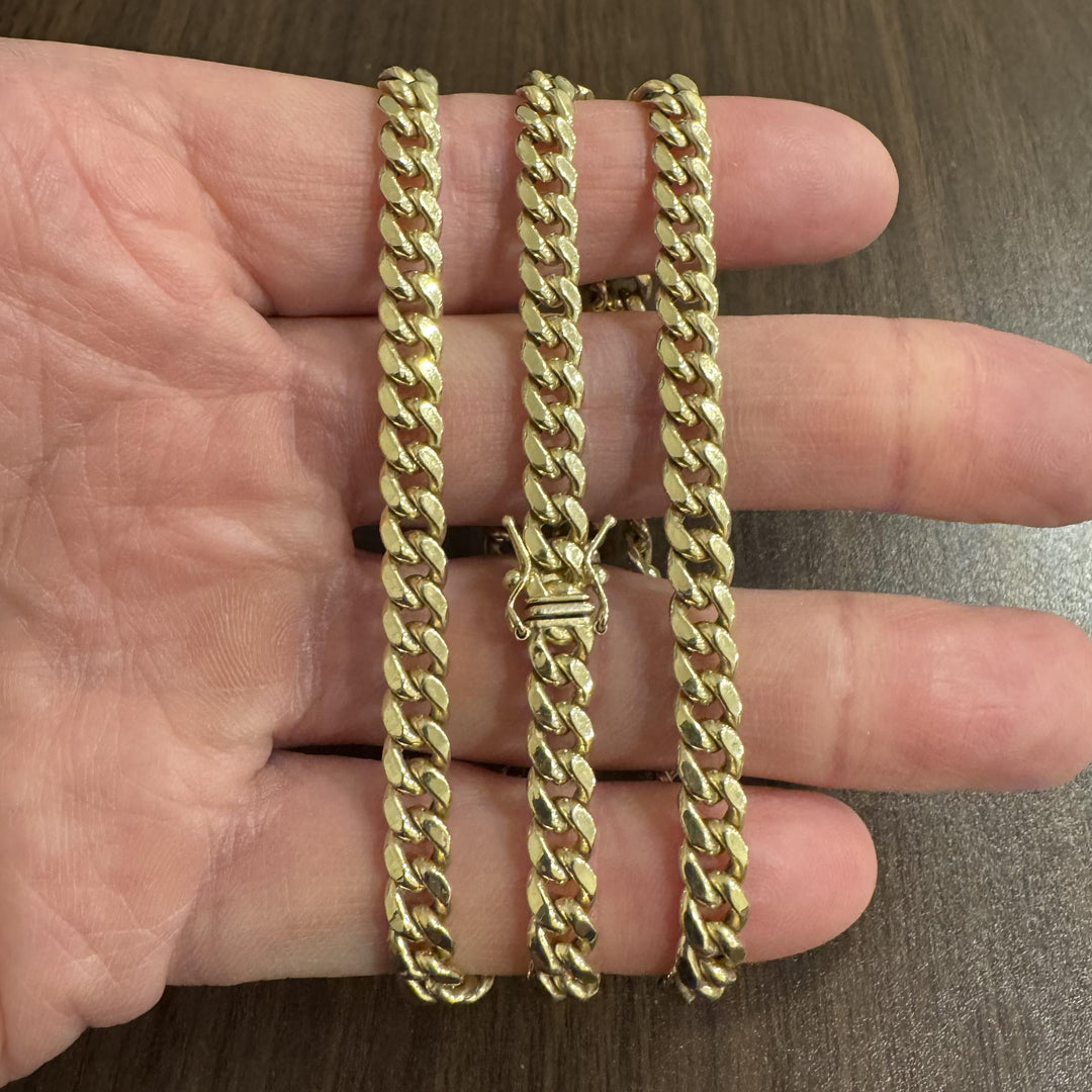 10k Yellow Gold 22g Semi Solid 6mm Cuban Link Chain Necklace 24"